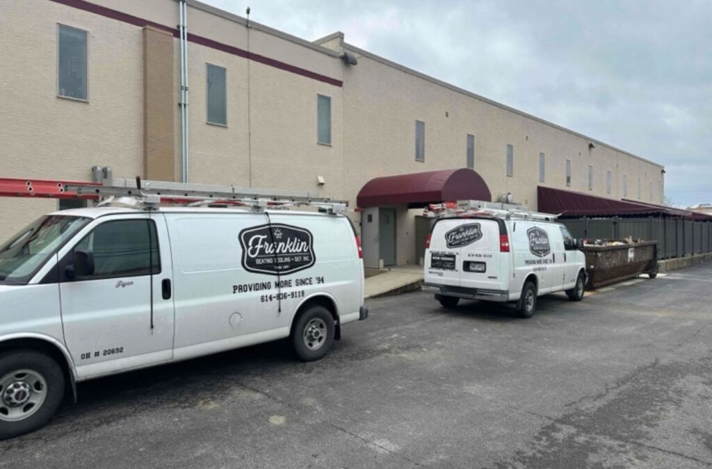 Franklin Heating Cooling and Refrigeration service vans supporting HVAC contractor services in Fairfield County, OH. HVAC contractor near me.